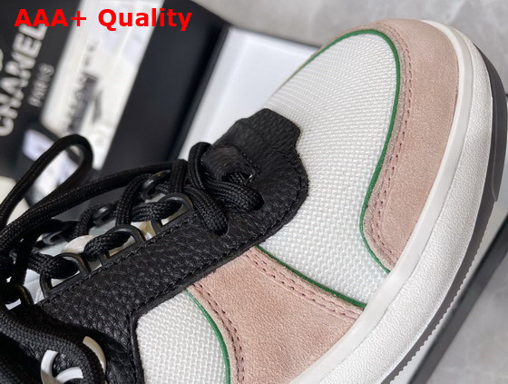 Chanel Sneakers Fabric Suede Calfskin Grained Calfskin White Pink and Black Ref G38803 Replica