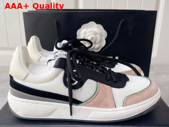 Chanel Sneakers Fabric Suede Calfskin Grained Calfskin White Pink and Black Ref G38803 Replica