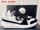 Chanel Sneakers Fabric Suede Calfskin Grained Calfskin White and Black Ref G38803 Replica