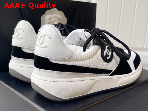 Chanel Sneakers Fabric Suede Calfskin Grained Calfskin White and Black Ref G38803 Replica