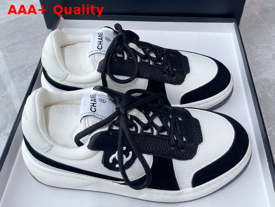 Chanel Sneakers Fabric Suede Calfskin Grained Calfskin White and Black Ref G38803 Replica