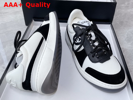 Chanel Sneakers Fabric Suede Calfskin Grained Calfskin White and Black Ref G38803 Replica