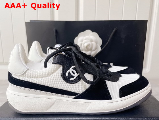 Chanel Sneakers Fabric Suede Calfskin Grained Calfskin White and Black Ref G38803 Replica