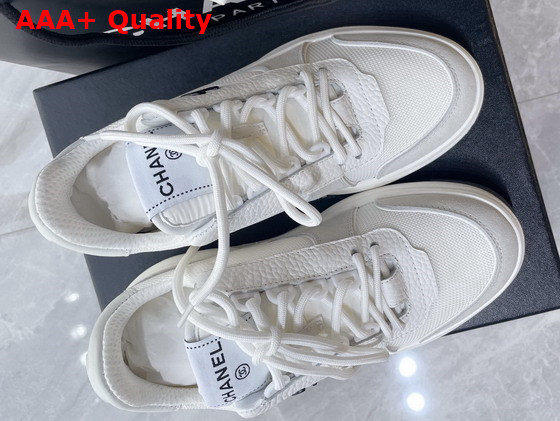 Chanel Sneakers Fabric Suede Calfskin Grained Calfskin White and Grey Ref G38803 Replica