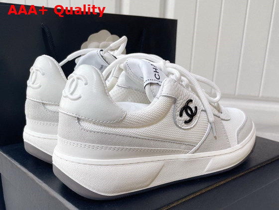 Chanel Sneakers Fabric Suede Calfskin Grained Calfskin White and Grey Ref G38803 Replica