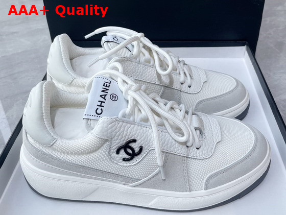 Chanel Sneakers Fabric Suede Calfskin Grained Calfskin White and Grey Ref G38803 Replica