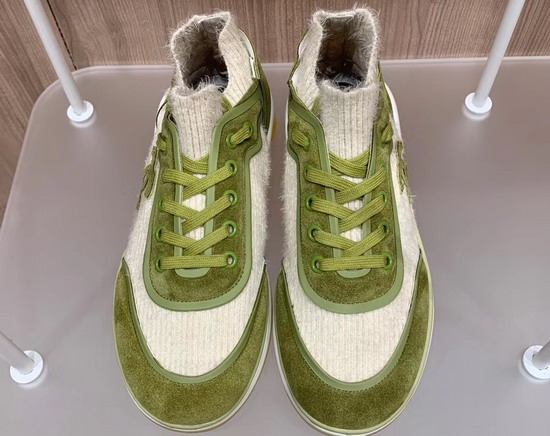 Chanel Sneakers Fabric Suede Calfskin and TPU Beige and Green G35202