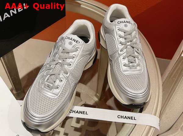 Chanel Sneakers Fabric and Laminated Light Gray and Silver Ref G39792 Replica