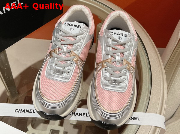 Chanel Sneakers Fabric and Laminated Pink and Silver Ref G39792 Replica