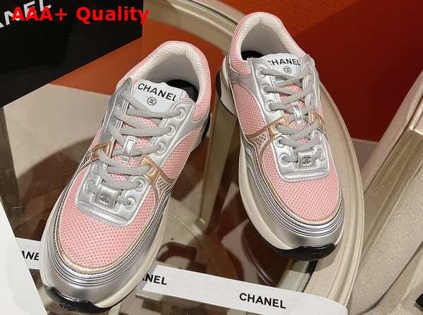 Chanel Sneakers Fabric and Laminated Pink and Silver Ref G39792 Replica