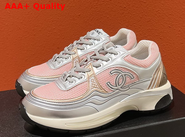 Chanel Sneakers Fabric and Laminated Pink and Silver Ref G39792 Replica