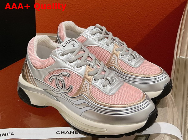 Chanel Sneakers Fabric and Laminated Pink and Silver Ref G39792 Replica