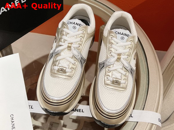 Chanel Sneakers Fabric and Laminated White Gold and Silver Ref G39792 Replica