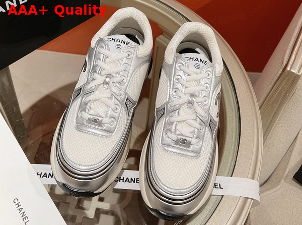 Chanel Sneakers Fabric and Laminated White and Silver Ref G39792 Replica