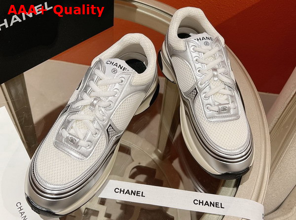 Chanel Sneakers Fabric and Laminated White and Silver Ref G39792 Replica