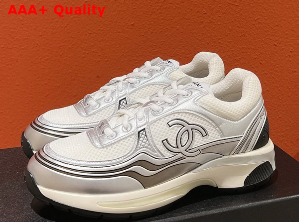 Chanel Sneakers Fabric and Laminated White and Silver Ref G39792 Replica