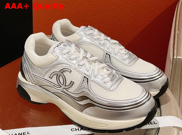 Chanel Sneakers Fabric and Laminated White and Silver Ref G39792 Replica