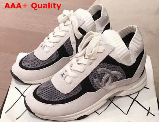 Chanel Sneakers Fabric and Suede Calfskin White and Black G36258 Replica