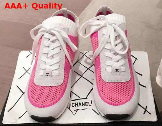 Chanel Sneakers Fabric and Suede Calfskin White and Pink G36258 Replica