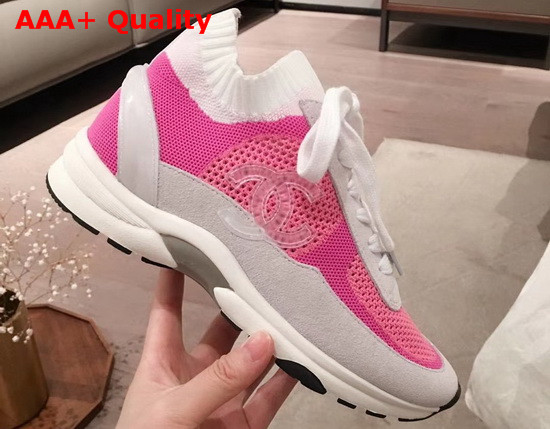 Chanel Sneakers Fabric and Suede Calfskin White and Pink G36258 Replica