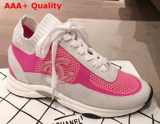 Chanel Sneakers Fabric and Suede Calfskin White and Pink G36258 Replica