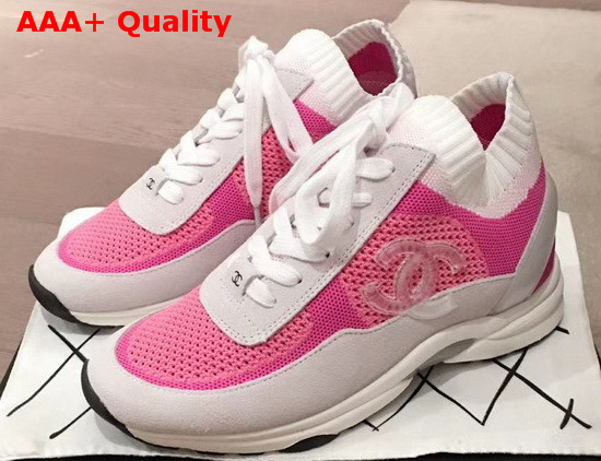 Chanel Sneakers Fabric and Suede Calfskin White and Pink G36258 Replica