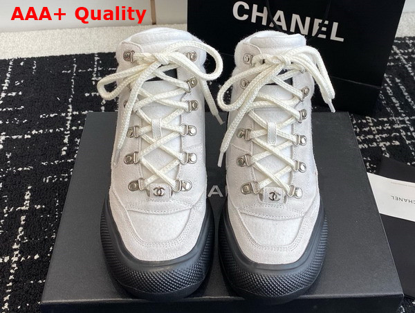 Chanel Sneakers Ivory Wool and Suede Calfskin G45337 Replica