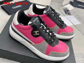 Chanel Sneakers Lambskin and Suede Calfskin Dark Pink Gray and Black G45212 Replica