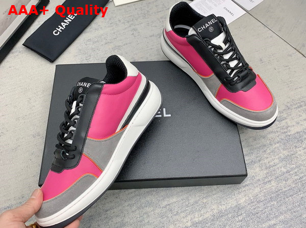 Chanel Sneakers Lambskin and Suede Calfskin Dark Pink Gray and Black G45212 Replica