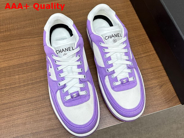 Chanel Sneakers Light Purple and White Canvas Replica