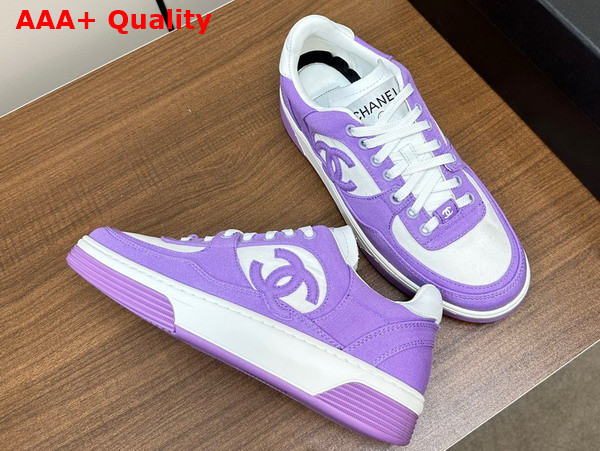 Chanel Sneakers Light Purple and White Canvas Replica