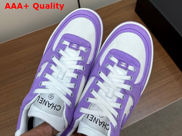 Chanel Sneakers Light Purple and White Canvas Replica