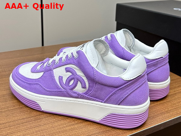 Chanel Sneakers Light Purple and White Canvas Replica