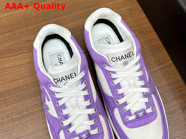 Chanel Sneakers Light Purple and White Canvas Replica