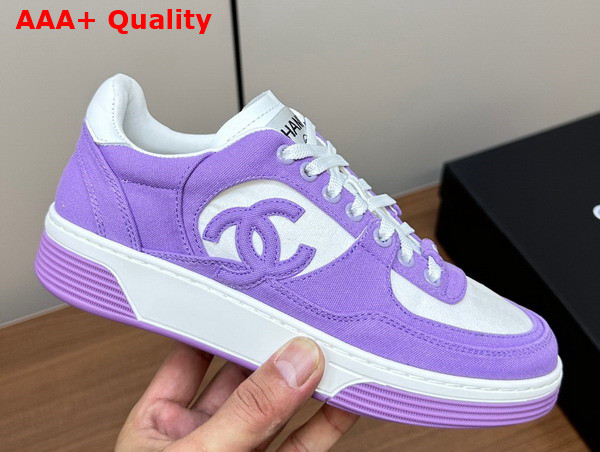 Chanel Sneakers Light Purple and White Canvas Replica