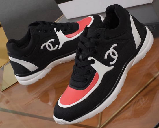 Chanel Sneakers Lycra Black and Coral G34765