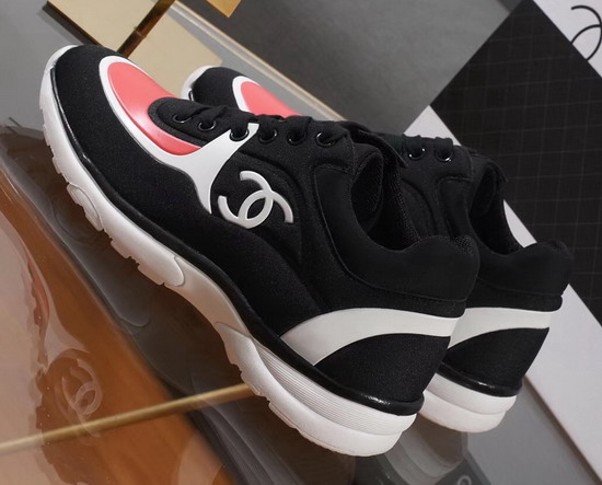 Chanel Sneakers Lycra Black and Coral G34765