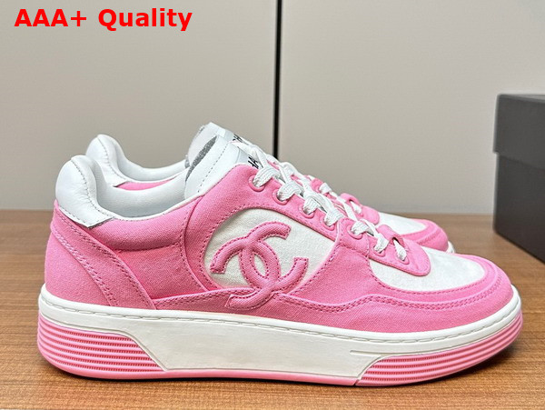 Chanel Sneakers Pink and White Canvas Replica