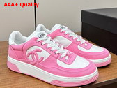 Chanel Sneakers Pink and White Canvas Replica