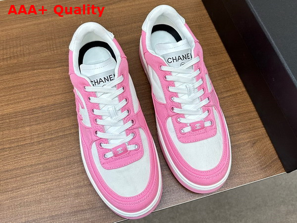 Chanel Sneakers Pink and White Canvas Replica