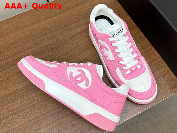 Chanel Sneakers Pink and White Canvas Replica