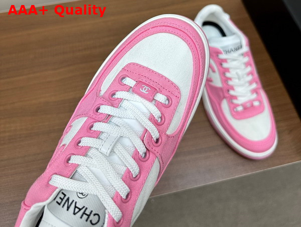 Chanel Sneakers Pink and White Canvas Replica