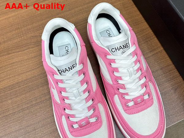 Chanel Sneakers Pink and White Canvas Replica