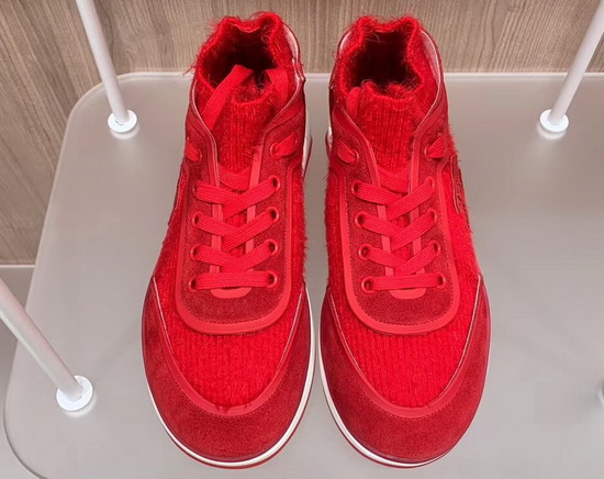 Chanel Sneakers Red Fabric Suede Calfskin and TPU G35202