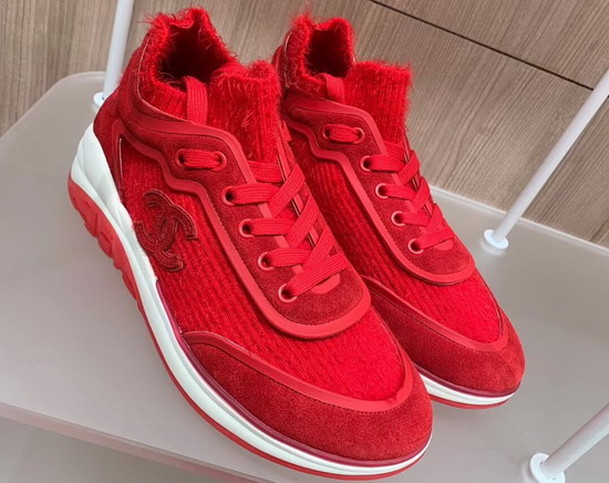 Chanel Sneakers Red Fabric Suede Calfskin and TPU G35202