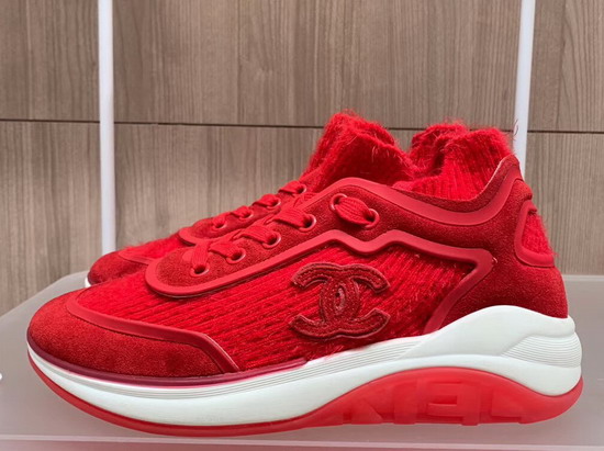 Chanel Sneakers Red Fabric Suede Calfskin and TPU G35202