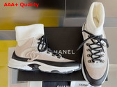 Chanel Sneakers Suede Calfskin and Knit Beige and White G45204 Replica