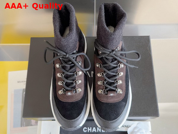 Chanel Sneakers Suede Calfskin and Knit Black G45204 Replica