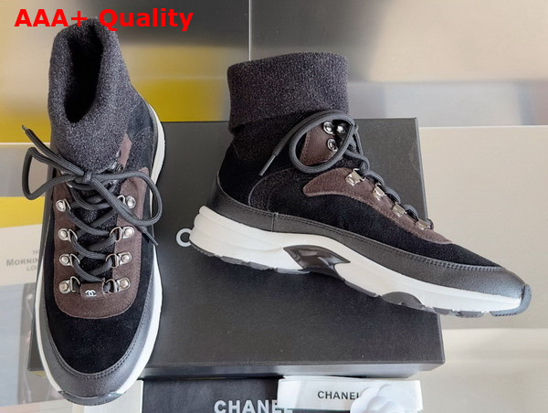 Chanel Sneakers Suede Calfskin and Knit Black G45204 Replica