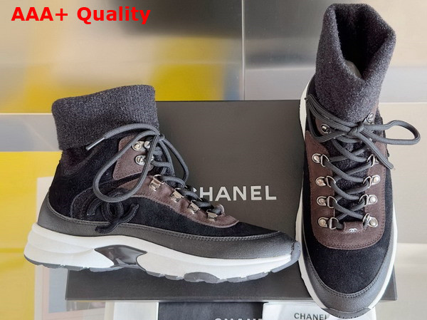 Chanel Sneakers Suede Calfskin and Knit Black G45204 Replica